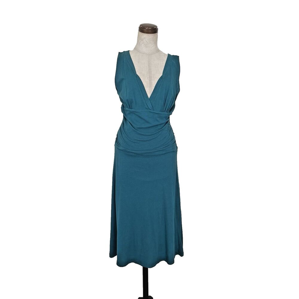 Velvet by Graham & Spencer Cap Sleeve Wrap Midi Dress Women’s M Teal Blue Casual